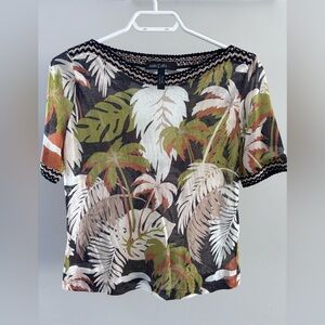 Marc Cain Women's Leaf Print Top - Black and Green